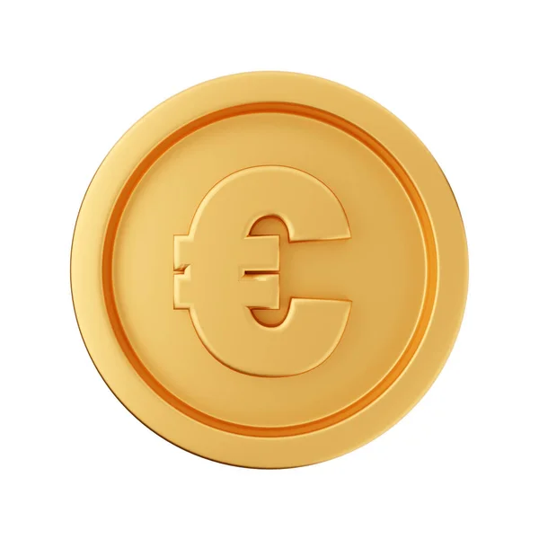 Moeda Ouro Com Sinal Euro Sobre Fundo Branco Renderização Desenho — Fotografia de Stock