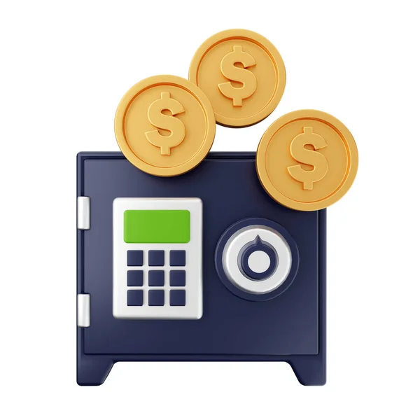 Renderowanie Kalkulatora Monetami — Zdjęcie stockowe