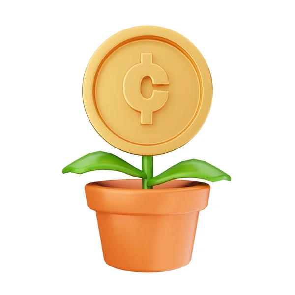 Goldmünze Mit Pflanze Die Auf Einer Dollarmünze Wächst — Stockfoto