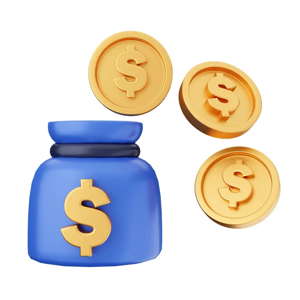 Geldkonzept Mit Münz Und Dollarsymbolen Isoliert Auf Weißem Hintergrund Abbildung — Stockfoto