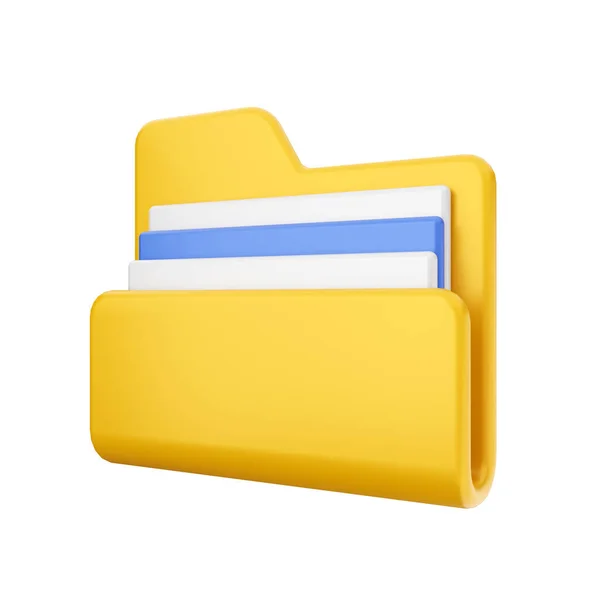 黄色文件夹 文件在白色上隔离 — 图库照片