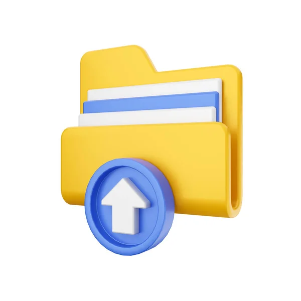 黄色文件夹的3D渲染 — 图库照片