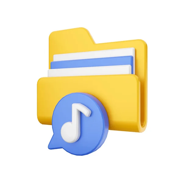 3 d rendering of yellow and blue audio icon with white background