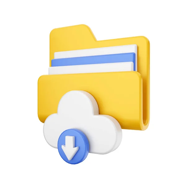 Folder Folder Chmurze Symbolem Przesyłania Odizolowanym Białym — Zdjęcie stockowe