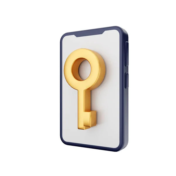 Render Golden Key Icon — Stock Photo, Image