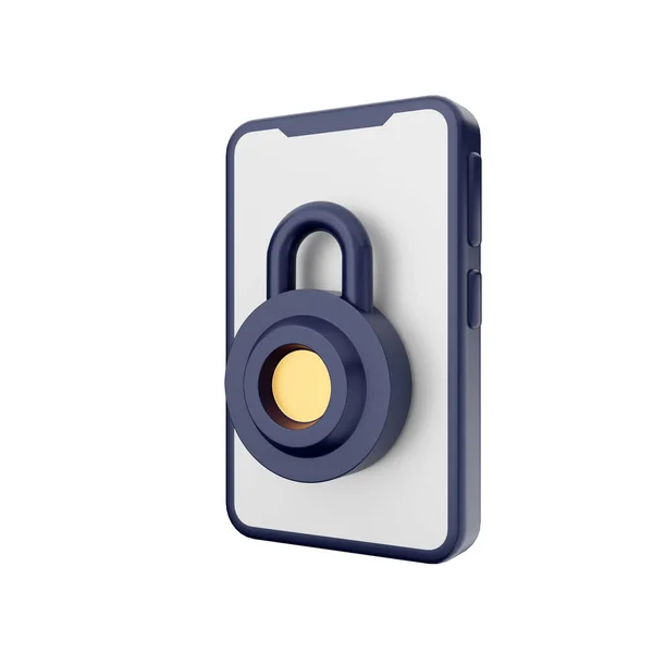 Render Icon Blue Grey Lock Isolated White Background Illustration — Stock Photo, Image