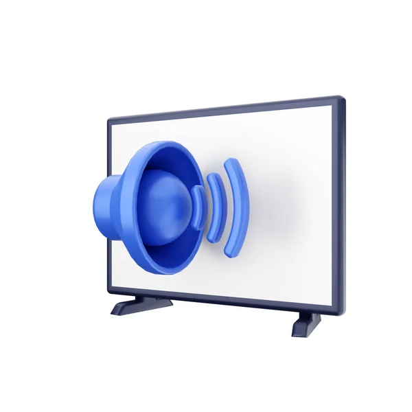 Візуалізація Синього Телевізора Віддаленого Ізольованого Білому Тлі — стокове фото