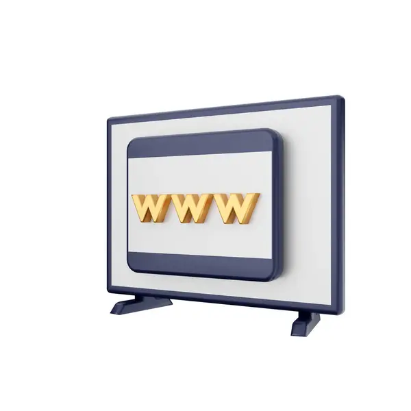 Komputer Ikoną Telewizji Białym Tle Ilustracja — Zdjęcie stockowe