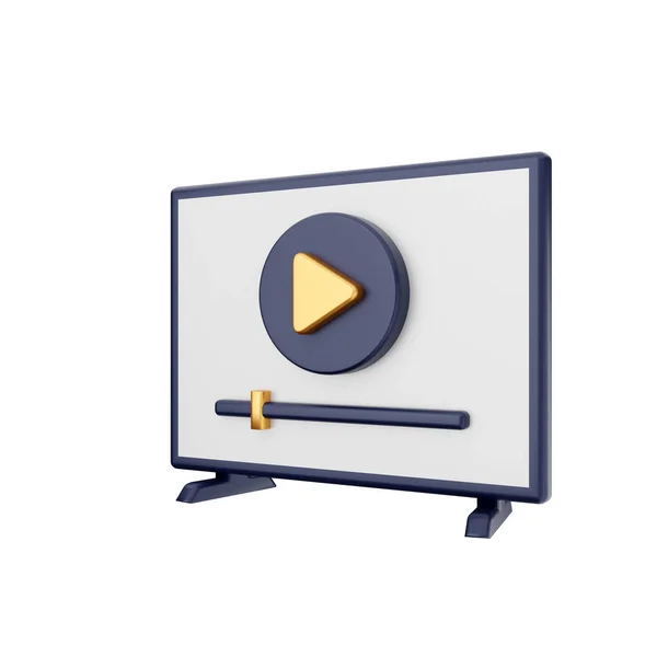 Rendering Videoplayer Mit Goldenem Bildschirm Auf Weißem Hintergrund — Stockfoto