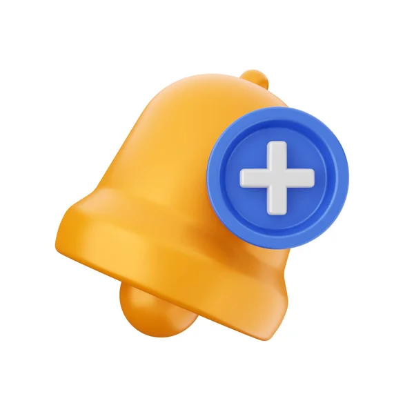 Vykreslení Žlutého Zvonku Modrým Push Pin Izolované Bílém Pozadí Stínem — Stock fotografie