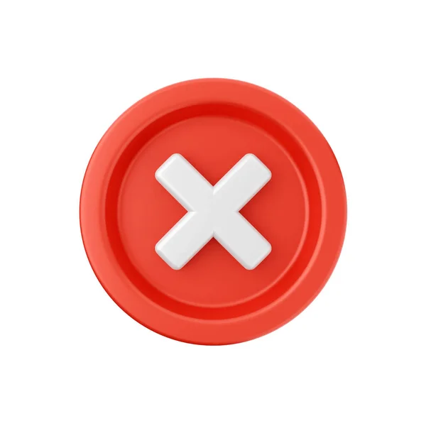 Botón Rojo Con Marca Cruzada — Foto de Stock
