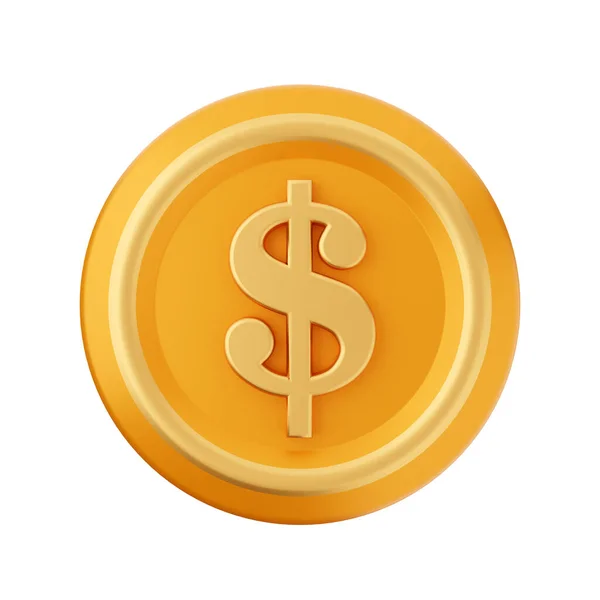 Zlatá Mince Ikona Izolované Bílém Pozadí — Stock fotografie