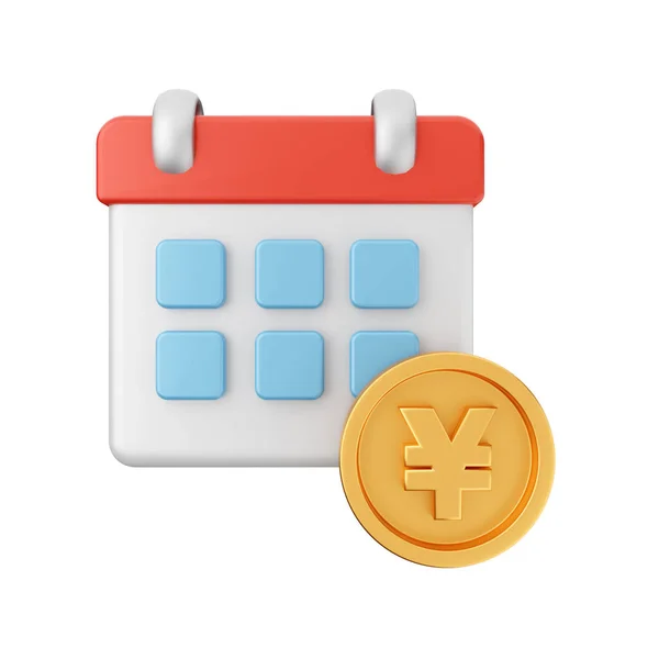 Kalendarz Moneta Czerwonym Kalkulatorem — Zdjęcie stockowe