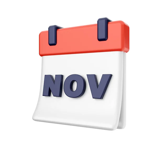 November Concept Calendar White Background Rendering — Stock Photo, Image