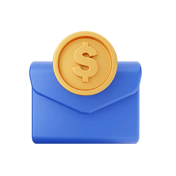 Abbildung Eines Blauen Umschlags Mit Dollarzeichen Auf Weißem Hintergrund — Stockfoto