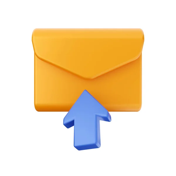 Envelope Mail Amarelo Com Seta Renderização — Fotografia de Stock