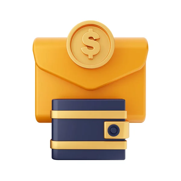Envelope Ouro Com Símbolo Dólar Renderização — Fotografia de Stock