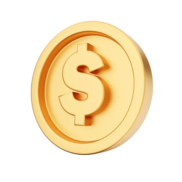 Візуалізація Золотої Монети Ізольовано Білому Тлі — стокове фото