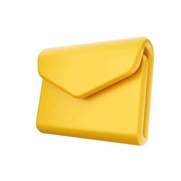 Envelope Com Selo Cera Cera Amarela Fundo Branco Renderização Ilustração — Fotografia de Stock