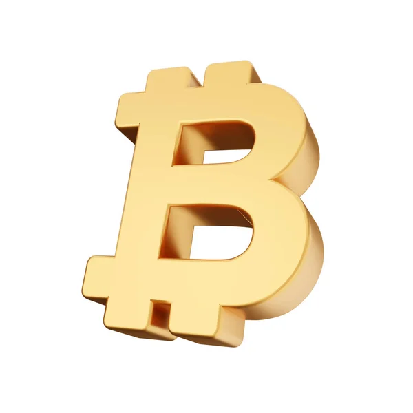 Bitcoin Zeichen Rendering Isoliert Auf Weißem Hintergrund — Stockfoto