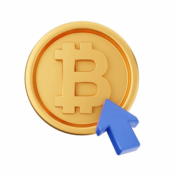 Bitcoin Com Sinal Azul — Fotografia de Stock