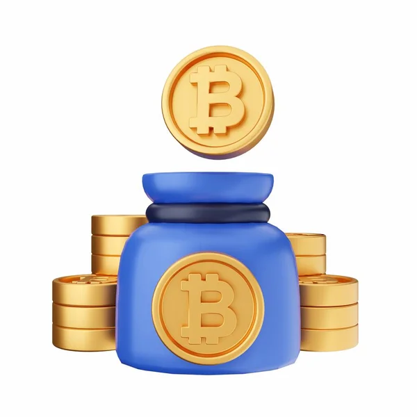 Bitcoin Dourado Com Moedas Ouro Criptomoeda Renderização — Fotografia de Stock