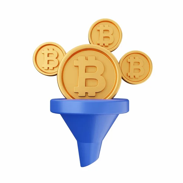 Moeda Ouro Bitcoins Ilustração — Fotografia de Stock