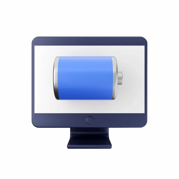 Blue Energy Saving Battery Isolated White — Stock Photo, Image