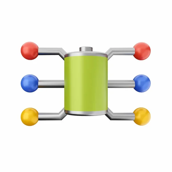 Återgivning Atommodell Med Molekyl — Stockfoto