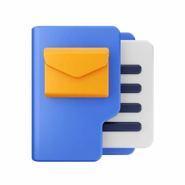 蓝色信封的3D渲染 带有蓝色电子邮件图标 白色背景 隔离的3D图标 电子邮件图标 — 图库照片