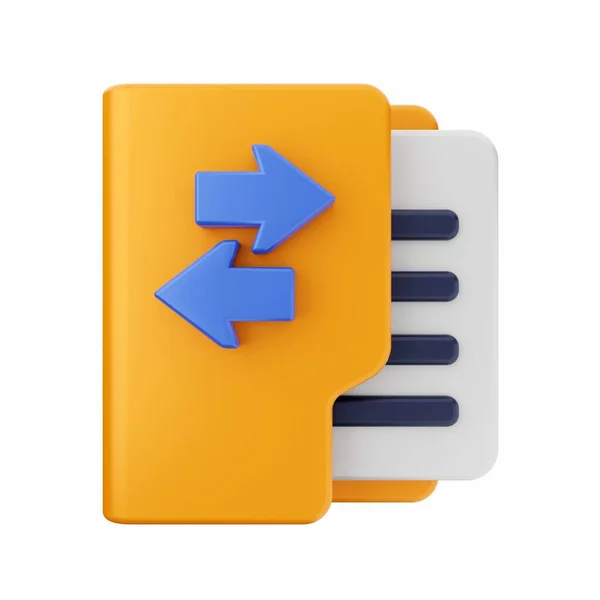 白の背景に隔離された青とオレンジのダウンロード矢印アイコンの3 Dレンダリング データストレージの概念 — ストック写真