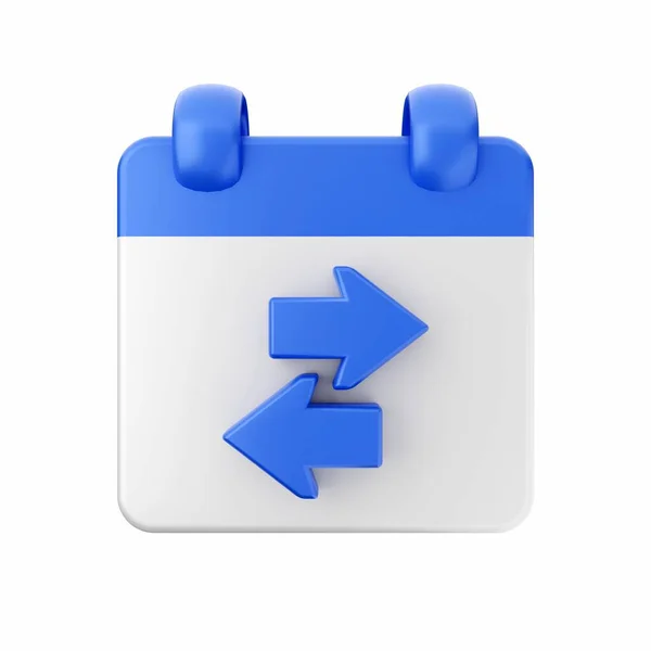 白い背景に矢印のある青いボタンのアイコンの3 Dレンダリング — ストック写真