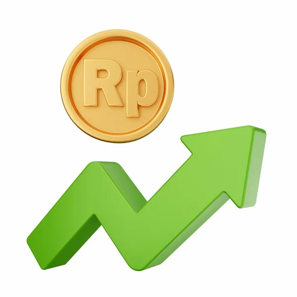 Vykreslení Zelené Šipky Symbolem Mince Směnným Kurzem — Stock fotografie