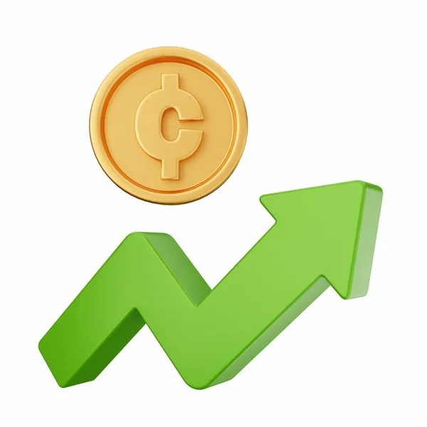 Ilustración Moneda Dólar Flecha Verde Sobre Fondo Blanco — Foto de Stock