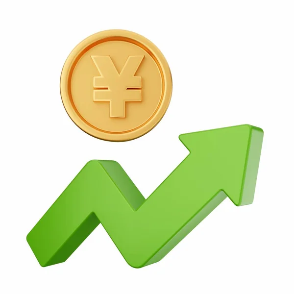 Moneda Oro Con Flecha Verde — Foto de Stock