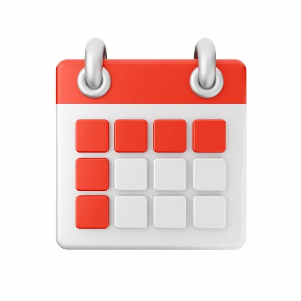Återgivning Kalender Med Röd Push Pin — Stockfoto