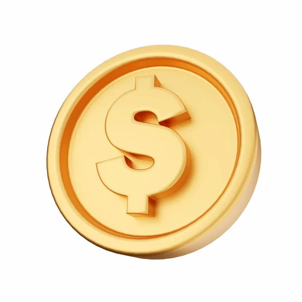 Визуализация Иконки Монеты Золотом Стиле Изолированы Белом Фоне — стоковое фото