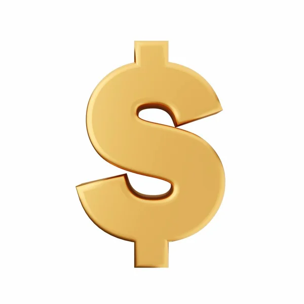 Απόδοση Χρυσό Σύμβολο Δολάριο Απομονώνονται Λευκό Φόντο — Φωτογραφία Αρχείου