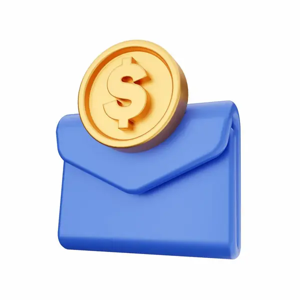Envelope Com Símbolo Azul Isolado Fundo Branco Ilustração — Fotografia de Stock