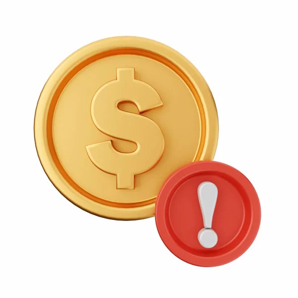 白い背景に矢印と赤の記号を持つ金のコインの3 Dレンダリング — ストック写真