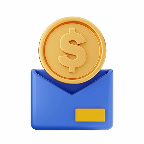 Moeda Ouro Com Símbolo Dólar Renderização — Fotografia de Stock