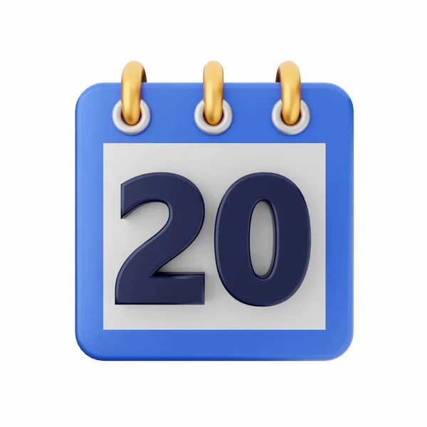 Dレンダリングカレンダーの日付2 1年白の背景に隔離 — ストック写真