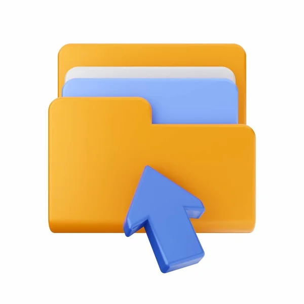 Renderowanie Folderu Komputerem Niebieskiego Folderu Białym Tle Cieniem Ilustracja — Zdjęcie stockowe