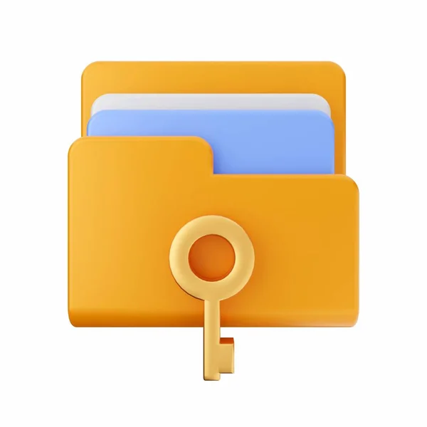 Render File Folder Golden Coin — Stock Photo, Image