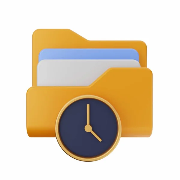 Rendering Blue Clock Yellow Background — Stock Photo, Image