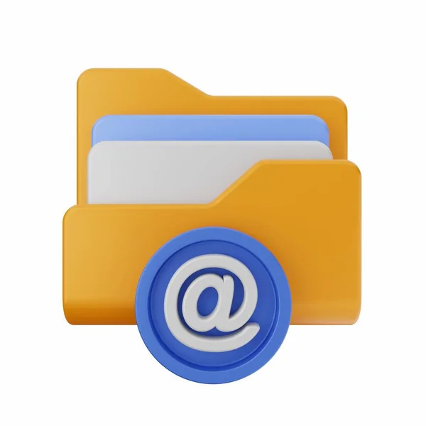 Renderowanie Niebieskiej Koperty Mail Złotymi Literami Żółtą Kopertą — Zdjęcie stockowe