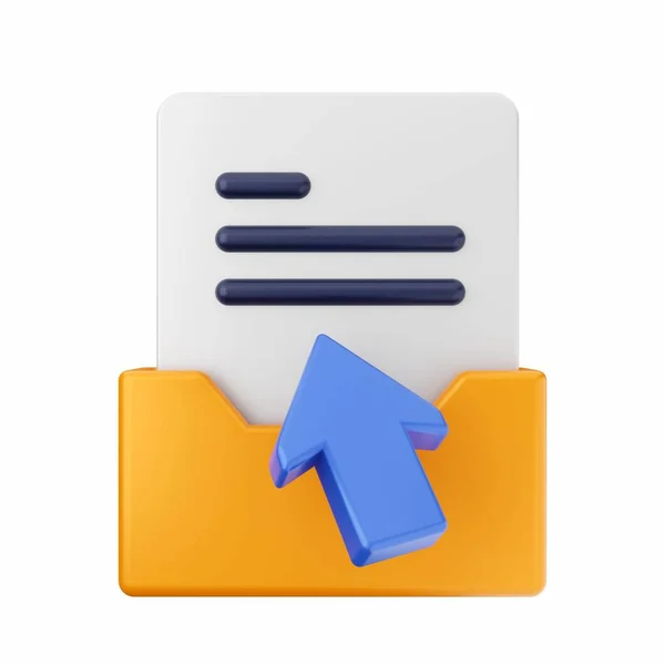 Rendering Blue Yellow Mail Box Icon — Stock Photo, Image