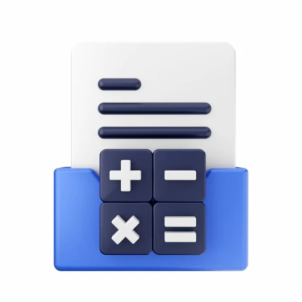 Renderização Uma Calculadora Com Botão Azul Isolado Fundo Branco — Fotografia de Stock