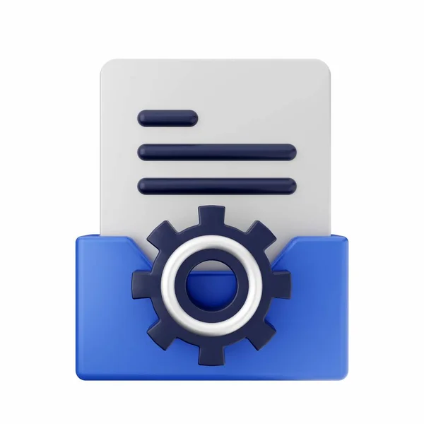 Render Blue Folder Cogwheel — Stock Photo, Image