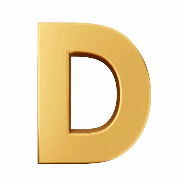 文字D D金は影と白の背景に隔離されています 黄金のゴール3 Dレンダリング — ストック写真